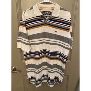 Ecko Unltd. Polo Shirt Men's Large Short Sleeve Gray Blue & Orange Cotton Knit